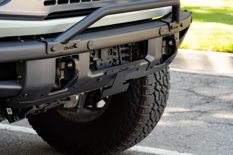 DV8 Offroad 21-22 Ford Bronco Factory Front Bumper Licence Relocation Bracket - Front DV8 Offroad License Plate Relocation  AXOPROS
