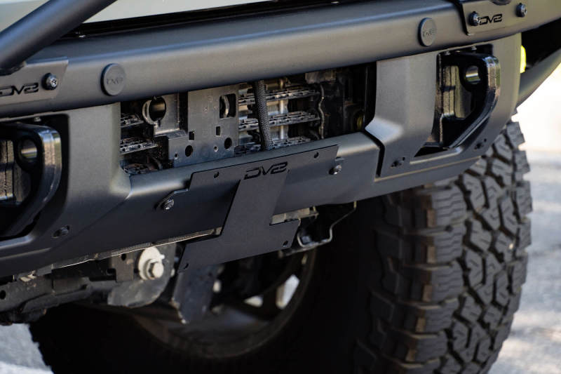 DV8 Offroad 21-22 Ford Bronco Factory Front Bumper Licence Relocation Bracket - Front DV8 Offroad License Plate Relocation  AXOPROS