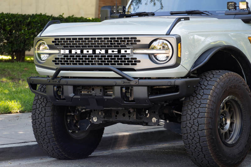 DV8 Offroad 21-22 Ford Bronco Factory Front Bumper Licence Relocation Bracket - Front DV8 Offroad License Plate Relocation  AXOPROS