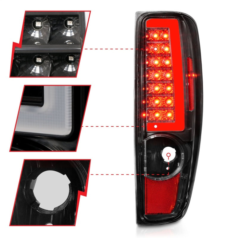 ANZO 2004-2012 Chevrolet Colorado/ GMC Canyon LED Tail Lights w/ Light Bar Black Housing ANZO Tail Lights  AXOPROS