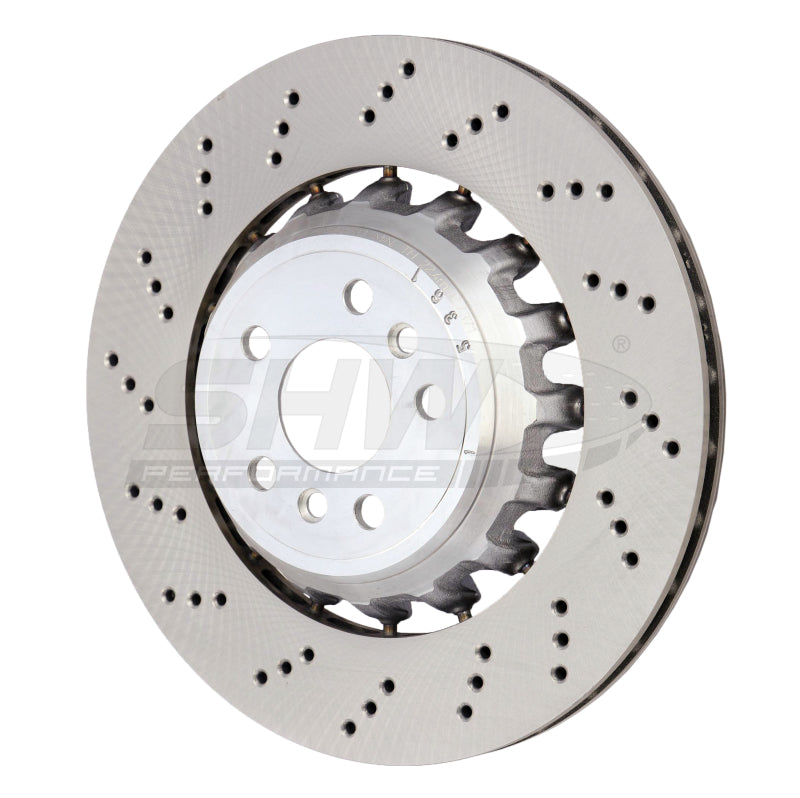 SHW 2020+ BMW X3 M 3.0L Left Rear Cross-Drilled Lightweight Brake Rotor (34118054827) SHW Performance Brake Rotors - Drilled  AXOPROS
