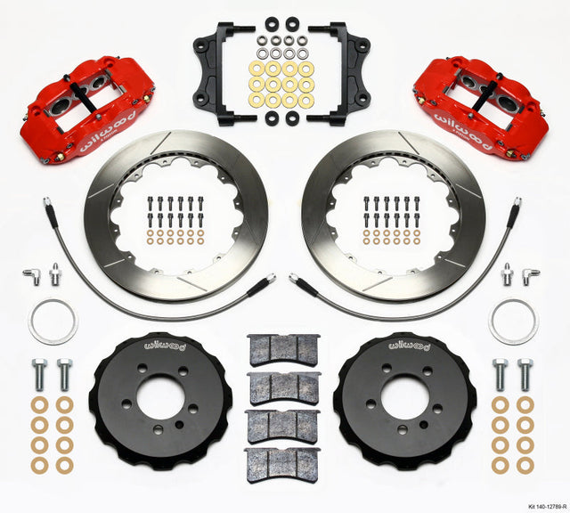 Wilwood Narrow Superlite 6R Front Hat Kit 12.88in Red 06-12 Volkswagen GTI w/ Lines Wilwood Big Brake Kits  AXOPROS