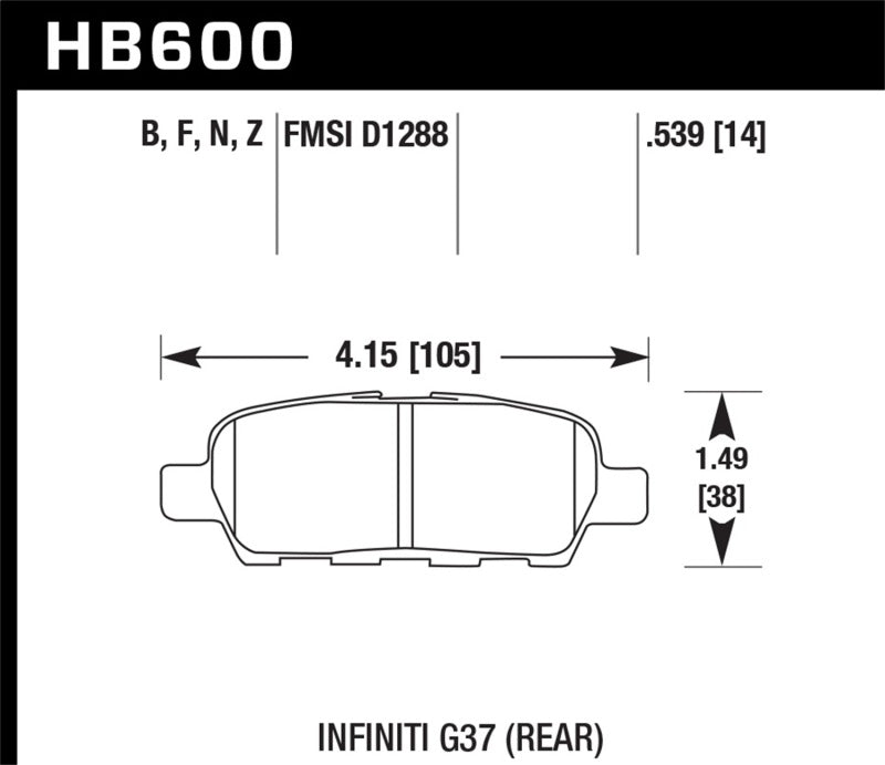 Hawk Infiniti G35 Sport/G37 / 08-10 Nissan Rogue / 07-09 Sentra SE-R / 10 Sentra SE-R M/T HPS Street Hawk Performance Brake Pads - Performance  AXOPROS
