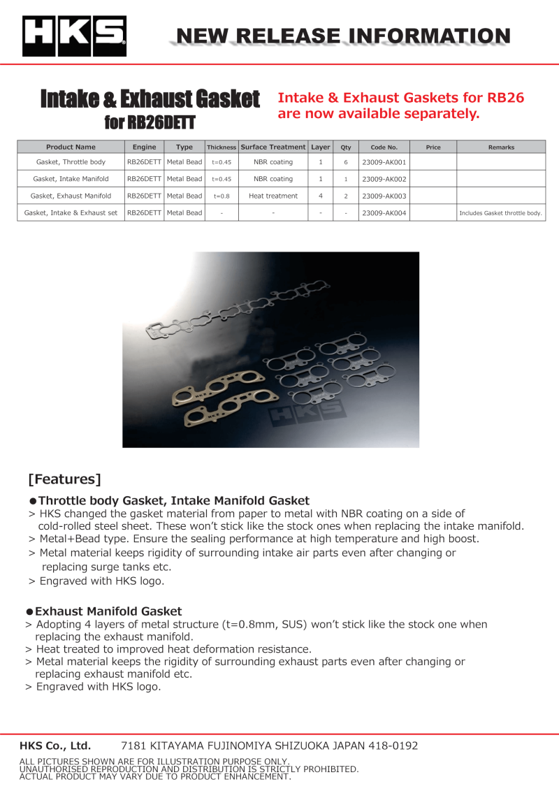 HKS RB26DETT Exhaust Manifold Gasket HKS Exhaust Gaskets  AXOPROS