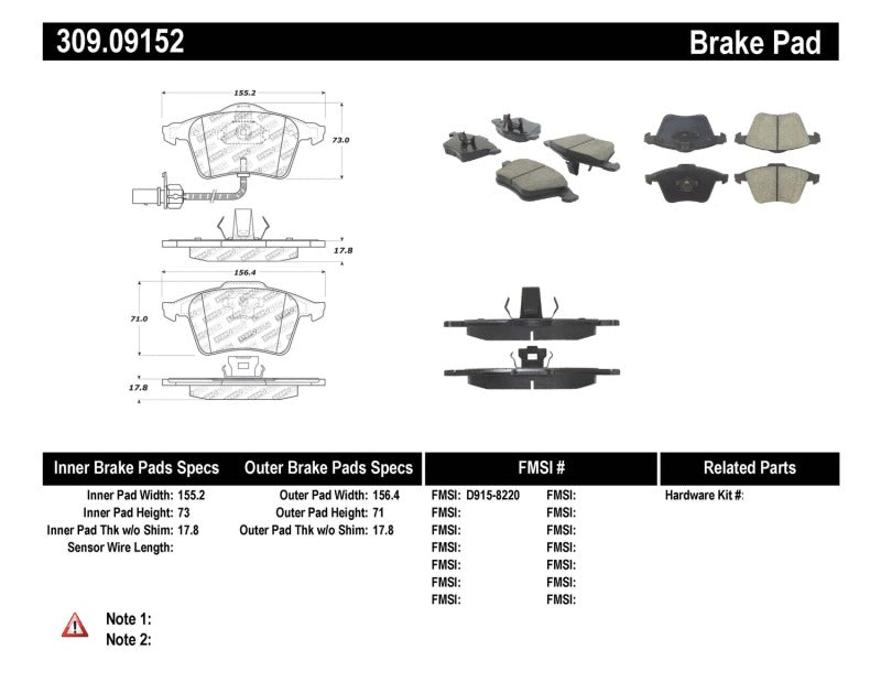 StopTech Performance 07-09 Mazda 3 Front Brake Pads Stoptech Brake Pads - Performance  AXOPROS