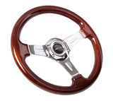 NRG NRG Classic Wood Grain Steering Wheel (330mm) Wood Grain w/Chrome 3-Spoke Center Steering Wheels aftermarket performance part