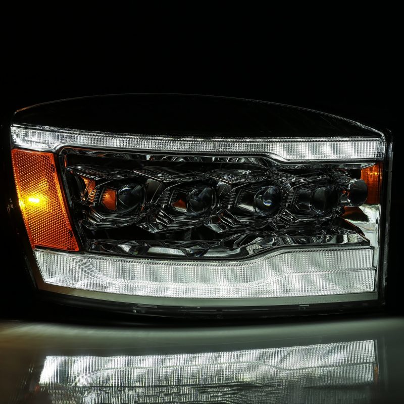 AlphaRex 06-08 Dodge Ram 1500HD NOVA LED Proj Headlights Plank Style Blk w/Seq Signal/DRL/Amber LED AlphaRex Headlights  AXOPROS