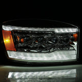 AlphaRex 06-08 Dodge Ram 1500HD NOVA LED Proj Headlights Plank Style Blk w/Seq Signal/DRL/Amber LED AlphaRex Headlights  AXOPROS