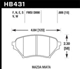 Hawk 01-05 Miata w/ Sport Suspension HP+ Street Front Brake Pads D890 Hawk Performance Brake Pads - Performance  AXOPROS