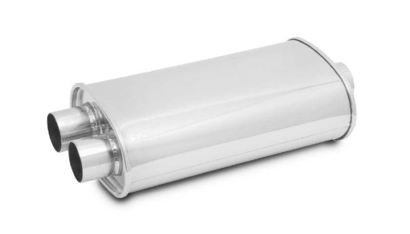Vibrant StreetPower Oval Muff 5in x 9in x 15in long body 3in in I.D. x dual 2.5in out Center-Dual Vibrant Muffler  AXOPROS