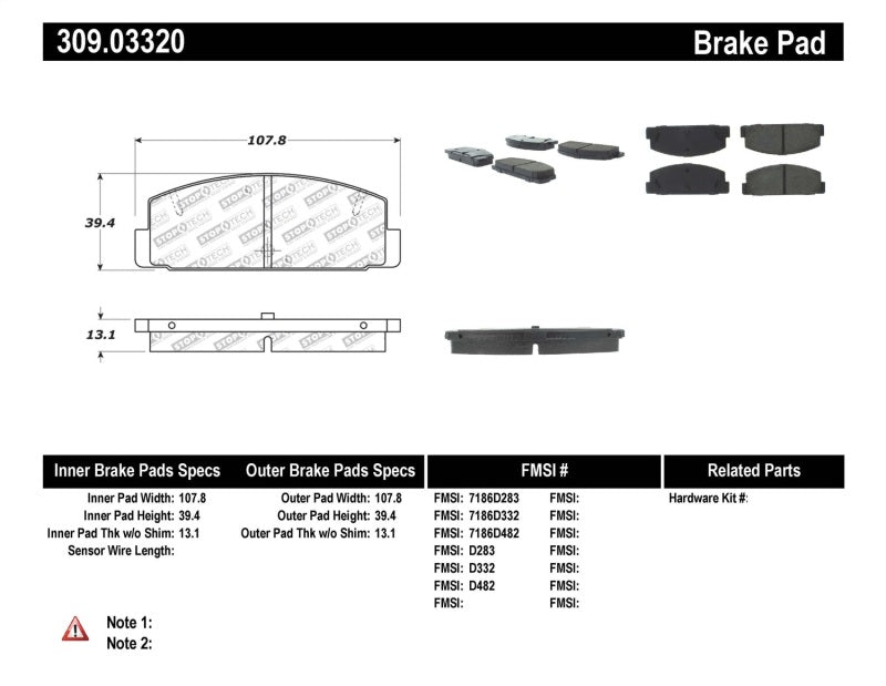 StopTech Performance 89-95 Mazda RX7 / 03-05 Mazda 6 Rear Brake Pads Stoptech Brake Pads - Performance  AXOPROS