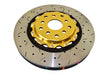 DBA 04-07 STi/2017 BRZ w/Perf. Pkg. 10 Hole Front Drilled/Slotted 5000 Series 2 Pc Rotor w/Gold Hat DBA Brake Rotors - 2 Piece  AXOPROS