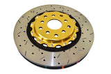 DBA 04-07 STi/2017 BRZ w/Perf. Pkg. 10 Hole Front Drilled/Slotted 5000 Series 2 Pc Rotor w/Gold Hat DBA Brake Rotors - 2 Piece  AXOPROS