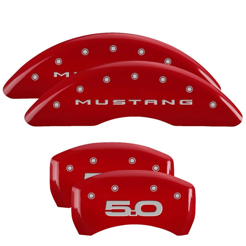 MGP 4 Caliper Covers Engraved Front 2015/Mustang Engraved Rear 2015/50 Red finish silver ch MGP Caliper Covers  AXOPROS