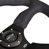 NRG Reinforced Steering Wheel (350mm / 2.5in. Deep)Blk Alcantara Comfort Grip w/4mm Matte Blk Spokes NRG Steering Wheels  AXOPROS