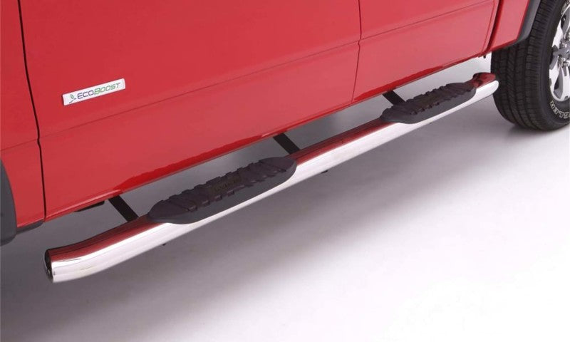 Lund 2019 Chevrolet Silverado 1500 Crew Cab 5in Oval Curved SS Nerf Bars - Polished LUND Nerf Bars  AXOPROS