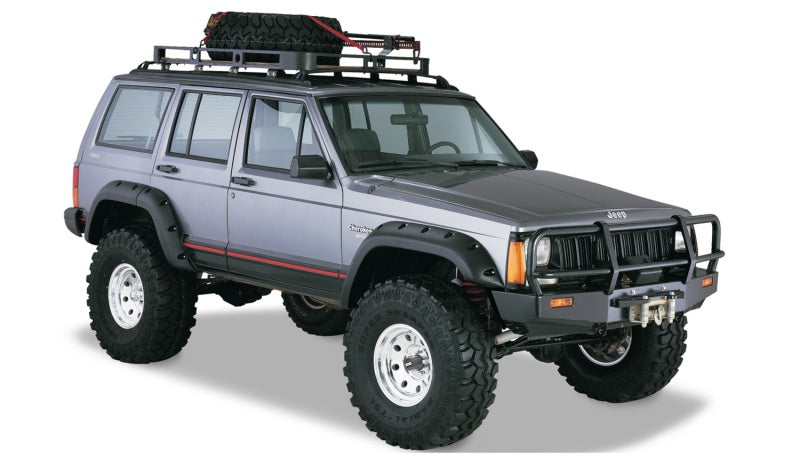Bushwacker 84-01 Jeep Cherokee Cutout Style Flares 4pc Fits 4-Door Sport Utility Only - Black Bushwacker Fender Flares  AXOPROS