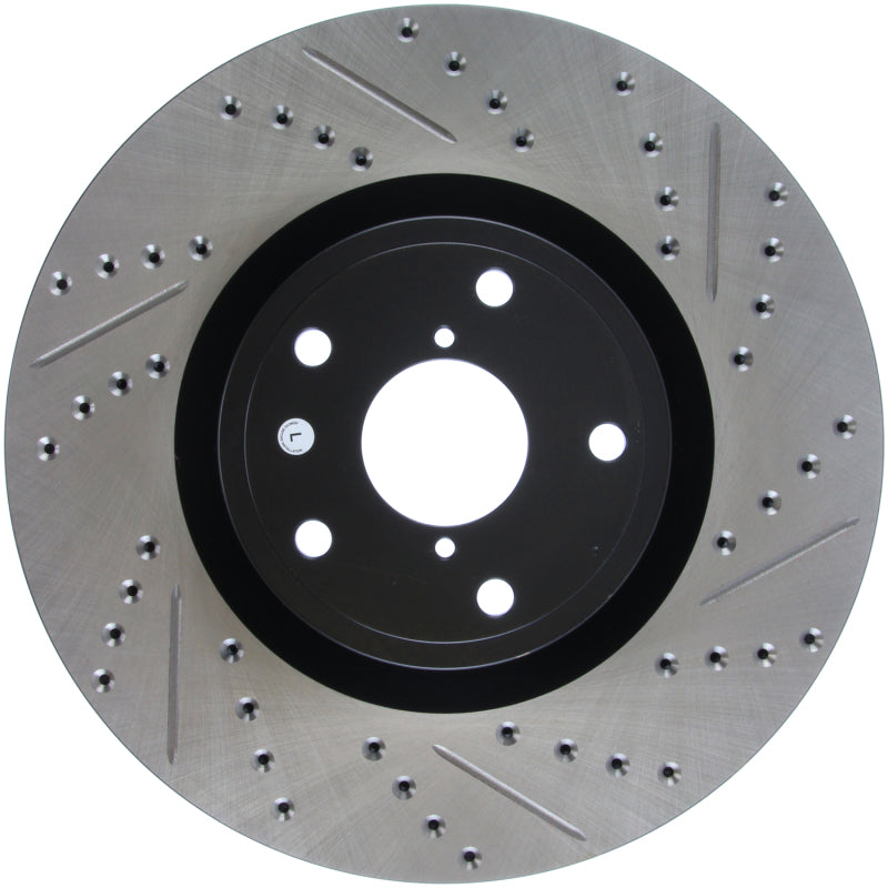 StopTech 05-10 Subaru Impreza WRX/STi Slotted & Drilled Left Front Rotor Stoptech Brake Rotors - Slot & Drilled  AXOPROS