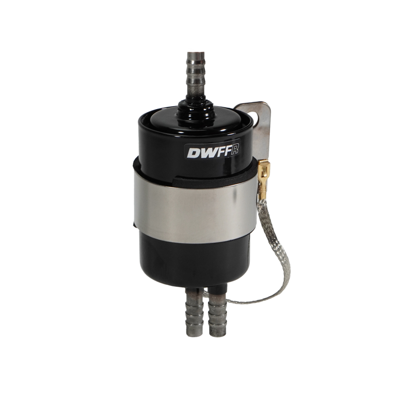 DeatschWerks DeatschWerks 10 Micron 3/8in Barb Fuel Filter Regulator w/ Stainless Steel Body - Black Fuel Pressure Regulators aftermarket performance part
