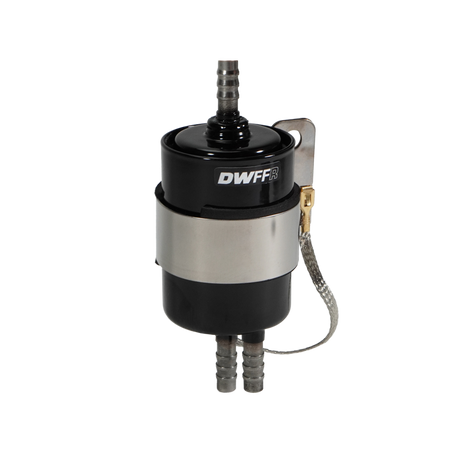 DeatschWerks DeatschWerks 10 Micron 3/8in Barb Fuel Filter Regulator w/ Stainless Steel Body - Black Fuel Pressure Regulators aftermarket performance part