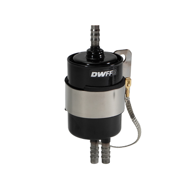 DeatschWerks DeatschWerks 10 Micron 3/8in Barb Fuel Filter Regulator w/ Stainless Steel Body - Black Fuel Pressure Regulators aftermarket performance part