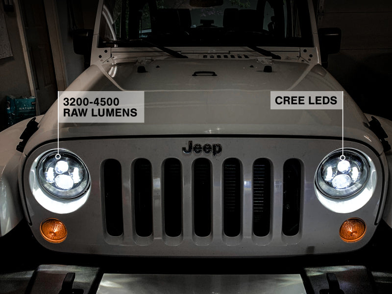 Raxiom 97-18 Jeep Wrangler TJ/JK Axial Series LED Daymaker Headlights- Black Housing (Clear Lens) Raxiom Headlights  AXOPROS