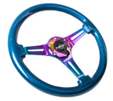 NRG Classic Wood Grain Steering Wheel (350mm) Blue Pearl/Flake Paint w/Neochrome 3-Spoke Center NRG Steering Wheels  AXOPROS