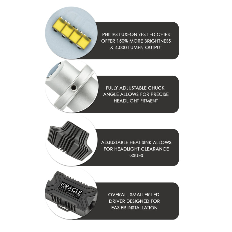 Oracle 9005 4000 Lumen LED Headlight Bulbs (Pair) - 6000K ORACLE Lighting Bulbs  AXOPROS