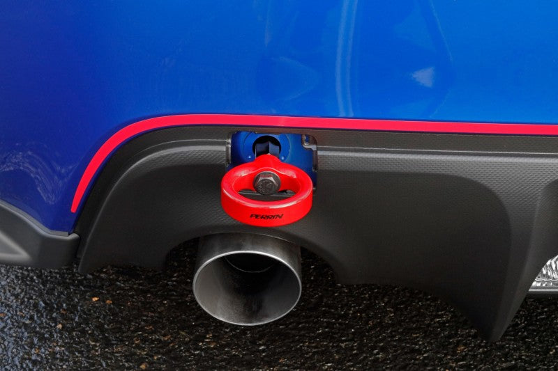 Perrin 13-20 & 2022 Subaru BRZ / 13-16 Scion FRS / 17-20 Toyota 86 Tow Hook Kit (Rear) - Red Perrin Performance Tow Hooks  AXOPROS