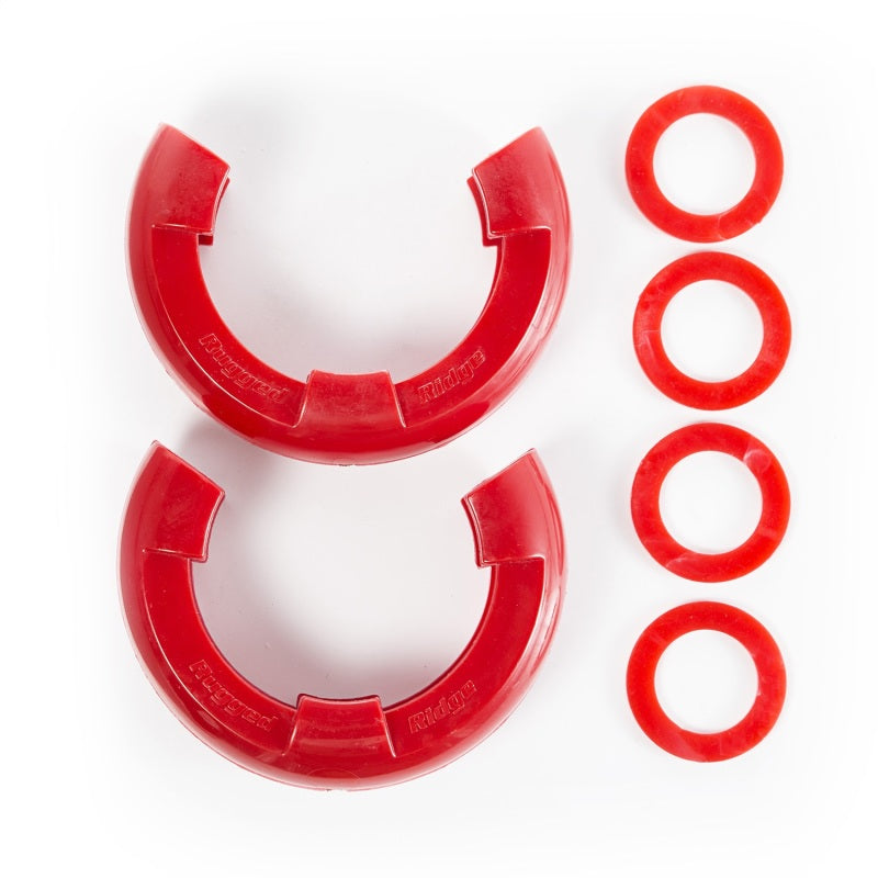 Rugged Ridge Red 7/8in D-Ring Isolator Kit Rugged Ridge Shackle Kits  AXOPROS