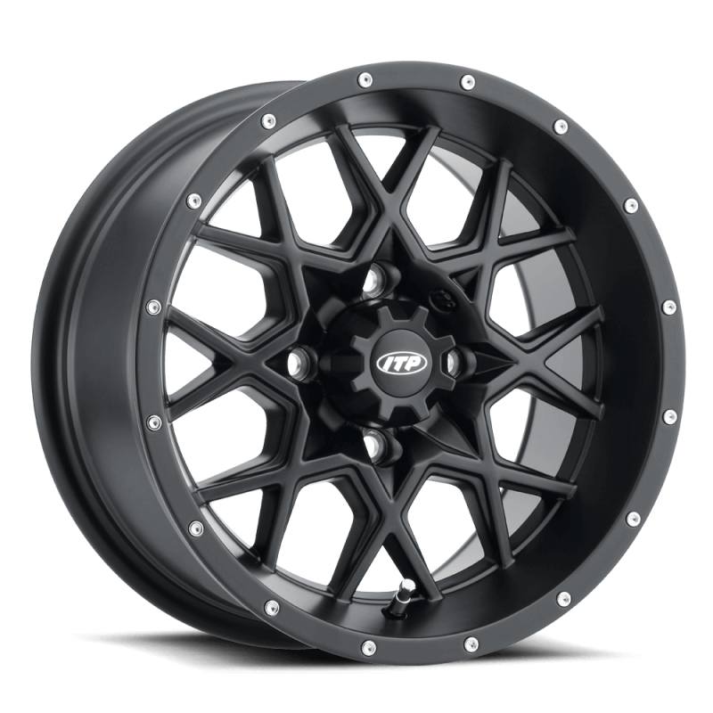 ITP Hurricane 12x7 / 4x110 BP / 5+2 Offset Matte Black Wheel ITP Wheels - Cast  AXOPROS