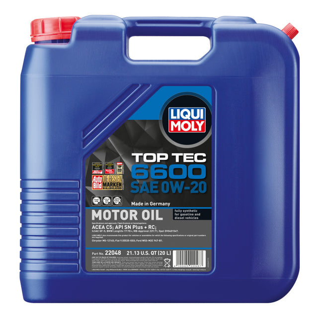 LIQUI MOLY 20L Top Tec 6600 Motor Oil SAE 0W20 LIQUI MOLY Motor Oils  AXOPROS