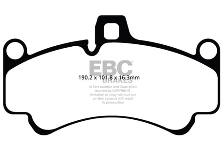 EBC 01-03 Porsche 911 (996) (Cast Iron Rotor only) 3.6 Twin Turbo GT2 Redstuff Front Brake Pads EBC Brake Pads - Performance  AXOPROS