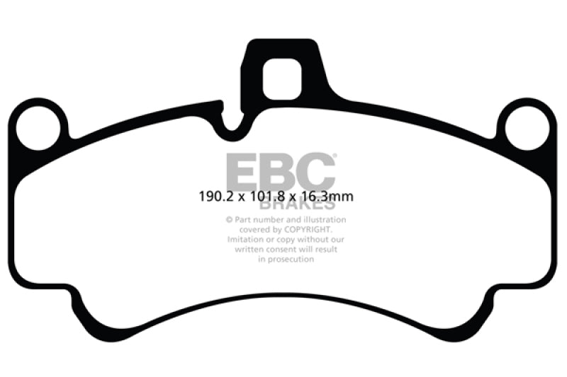 EBC 01-03 Porsche 911 (996) (Cast Iron Rotor only) 3.6 Twin Turbo GT2 Yellowstuff Front Brake Pads EBC Brake Pads - Performance  AXOPROS