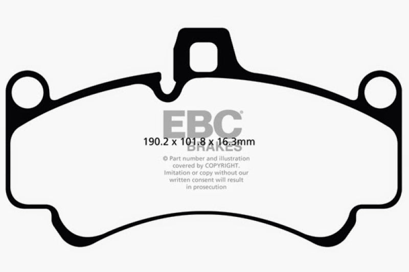 EBC 01-03 Porsche 911 (996) (Cast Iron Rotor only) 3.6 Twin Turbo GT2 Yellowstuff Front Brake Pads EBC Brake Pads - Performance  AXOPROS