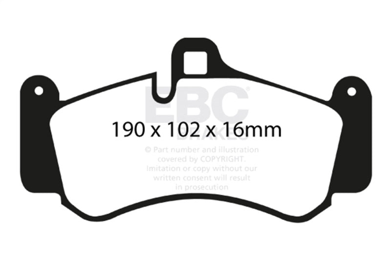 EBC 01-03 Porsche 911 (996) (Cast Iron Rotor only) 3.6 Twin Turbo GT2 Yellowstuff Front Brake Pads EBC Brake Pads - Performance  AXOPROS