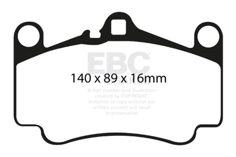 EBC 03-05 Porsche 911 (996) (Cast Iron Rotor only) 3.6 Carrera 4S Yellowstuff Front Brake Pads EBC Brake Pads - Performance  AXOPROS