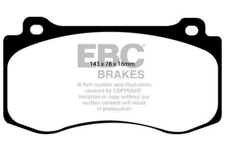 EBC 05-10 Chrysler 300C 6.1 SRT8 Yellowstuff Front Brake Pads (Excl 6 Piston Calipers) EBC Brake Pads - Performance  AXOPROS