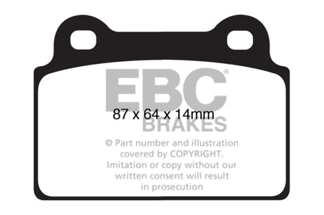 EBC 08-16 Mitsubishi Lancer Evo 10 2.0 Turbo (1 piece rotor) Redstuff Rear Brake Pads EBC Brake Pads - Performance  AXOPROS
