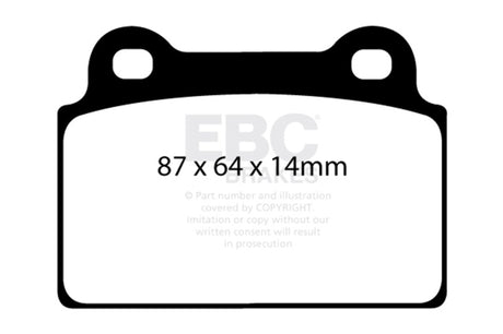 EBC 08-16 Mitsubishi Lancer Evo 10 2.0 Turbo (1 piece rotor) Yellowstuff Rear Brake Pads EBC Brake Pads - Performance  AXOPROS