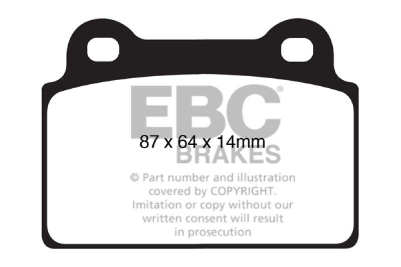 EBC 08-16 Mitsubishi Lancer Evo 10 2.0 Turbo (1 piece rotor) Yellowstuff Rear Brake Pads EBC Brake Pads - Performance  AXOPROS