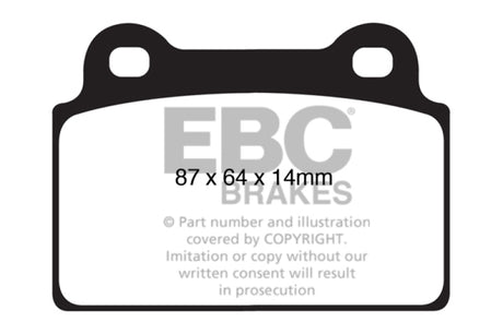 EBC 08-16 Mitsubishi Lancer Evo 10 2.0 Turbo (1 piece rotor) Yellowstuff Rear Brake Pads EBC Brake Pads - Performance  AXOPROS