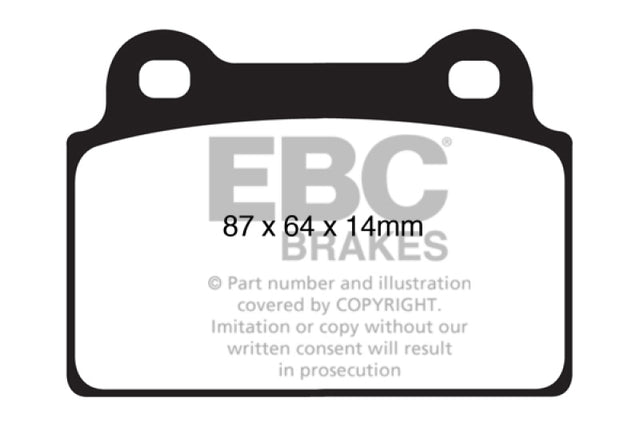 EBC 08-16 Mitsubishi Lancer Evo 10 2.0 Turbo (1 piece rotor) Yellowstuff Rear Brake Pads EBC Brake Pads - Performance  AXOPROS