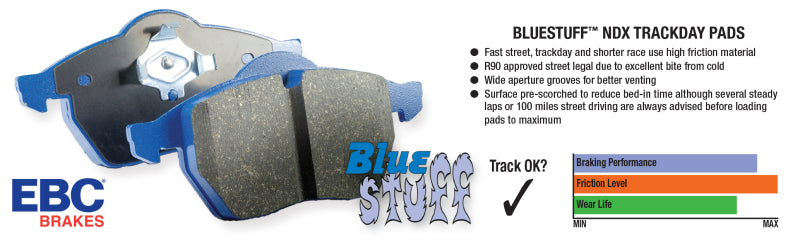 EBC 09-12 Porsche Boxster (Cast Iron Rotors only) 2.9 Bluestuff Rear Brake Pads EBC Brake Pads - Racing  AXOPROS