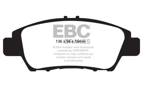 EBC 10-15 Honda CR-Z 1.5LL Hybrid Redstuff Front Brake Pads EBC Brake Pads - Performance  AXOPROS