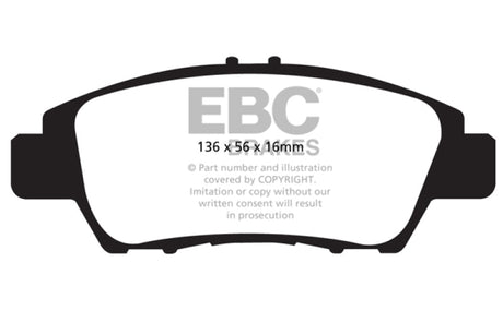 EBC 10-15 Honda CR-Z Yellowstuff Front Brake Pads EBC Brake Pads - Performance  AXOPROS