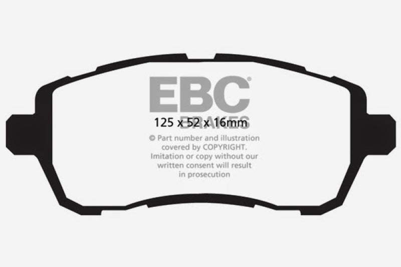EBC 10+ Ford Fiesta 1.6L (Excl ST) Yellowstuff Front Brake Pads EBC Brake Pads - Performance  AXOPROS