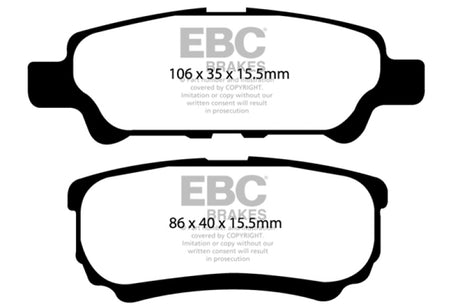 EBC 11-14 Chrysler 200 2.4 Yellowstuff Rear Brake Pads EBC Brake Pads - Performance  AXOPROS