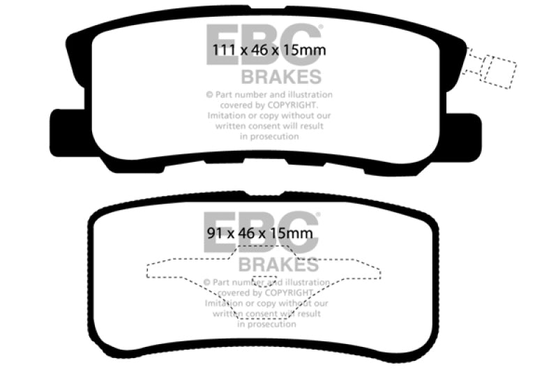 EBC 11-14 Chrysler 200 3.6 Yellowstuff Rear Brake Pads EBC Brake Pads - Performance  AXOPROS
