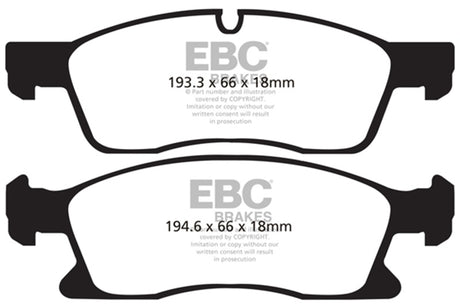 EBC 11+ Dodge Durango 3.6 Greenstuff Front Brake Pads EBC Brake Pads - Performance  AXOPROS